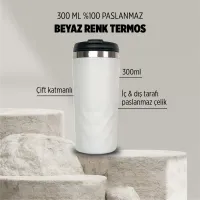 EccoTech 300 Ml %100 Paslanmaz Beyaz Renk Termos